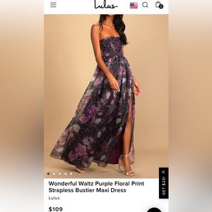 Stunning purple floral strapless Maxi Dress